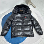 Black Glossy Hooded Puffer Jacket
