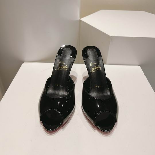 Black Open-Toe High Heel Mules