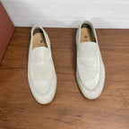White Suede Slip-On Loafers