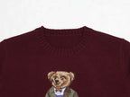 Burgundy Bear Knit Sweater