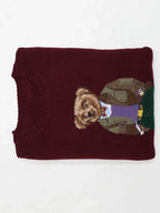 Burgundy Bear Knit Sweater